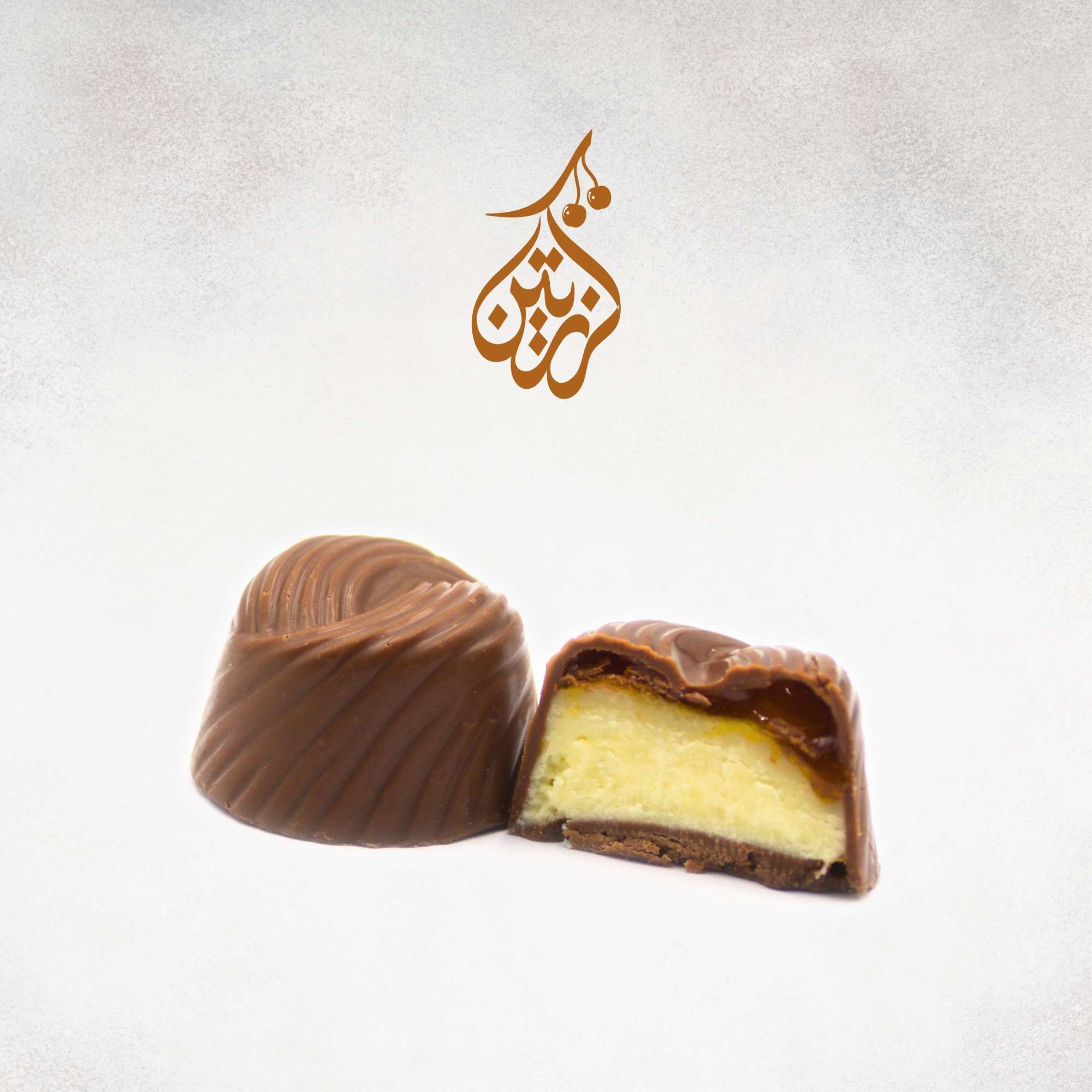 A piece of luxurious Belgian chocolate with mango